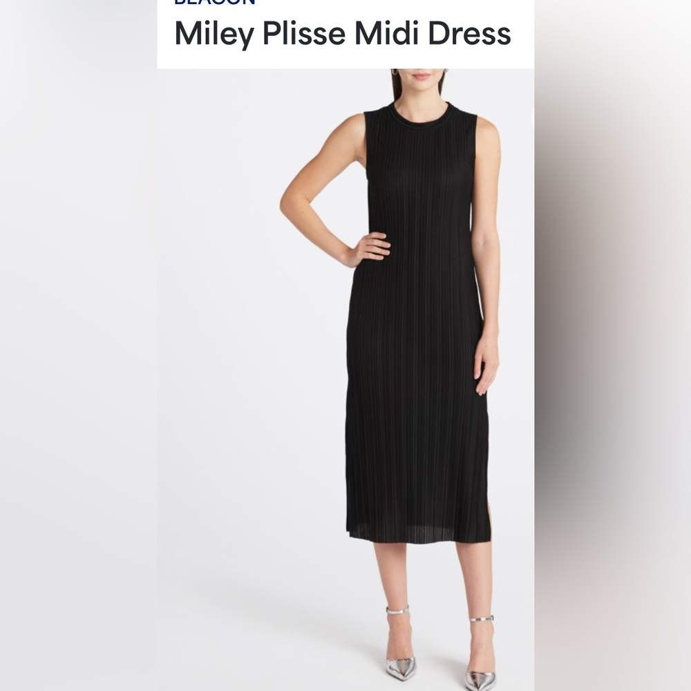 Beacon Black Pleated Midi Dress